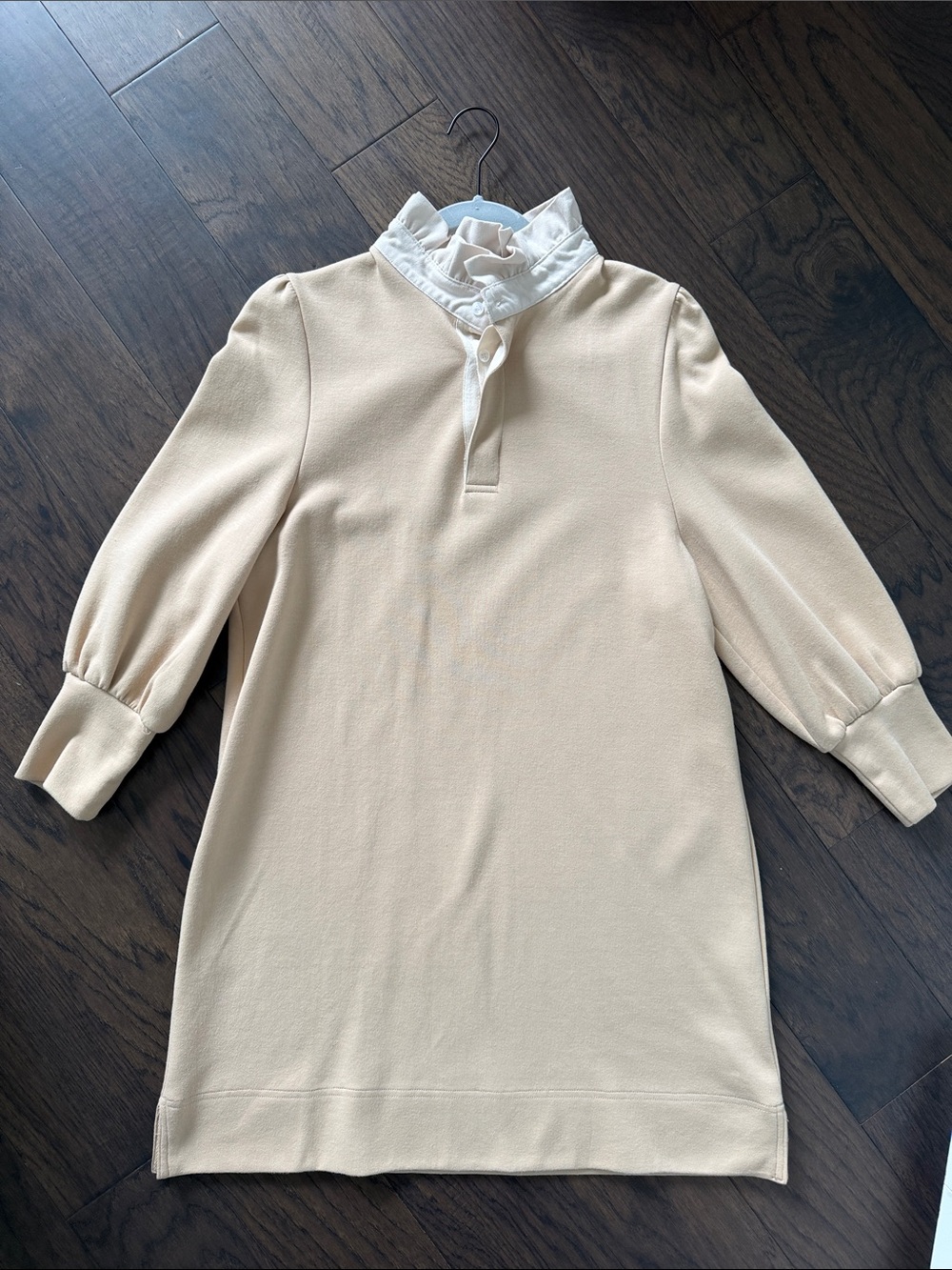 Tuckernuck Pomander Place Tan Ruffled-Neck Women's Mini Dress - Sz Small